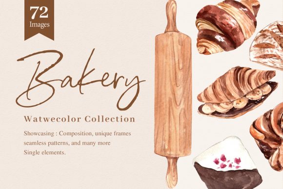 Bakery Bake Homemade Watercolor Illustrations