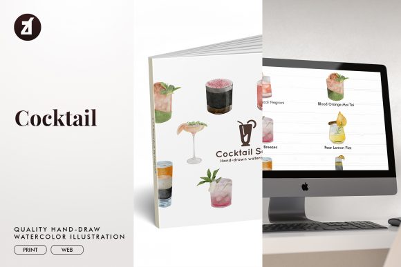 Cocktail Set5 Watercolor Illustration