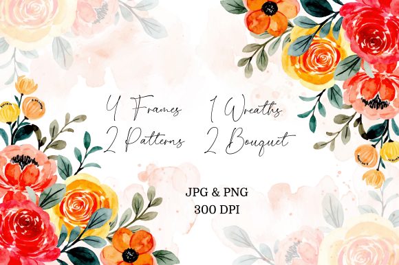 Digital Clipart Floral Watercolor Part26 Illustrations
