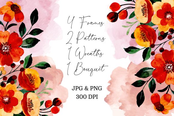 Digital Clipart Floral Watercolor Part27 Illustrations