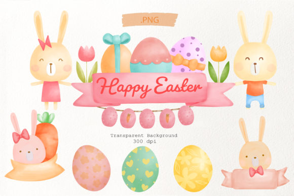 Easter Elements Watercolor Illustrations