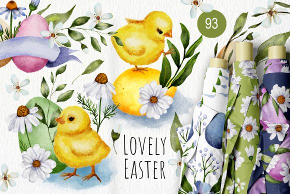 Easter Watercolor Chicken Bundle and Illustrations