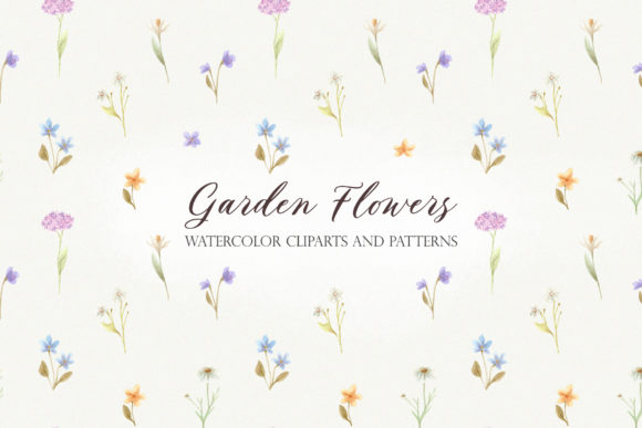 Garden Flowers. Watercolor Cliparts