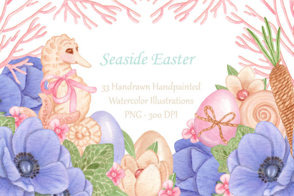 Seaside Easter - Watercolor Clipart Set