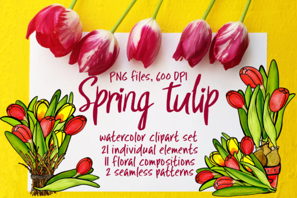Spring Tulips - Watercolor Set