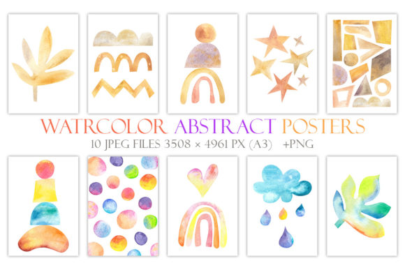 Watercolor Abstract Posters for Interior and Illustrations