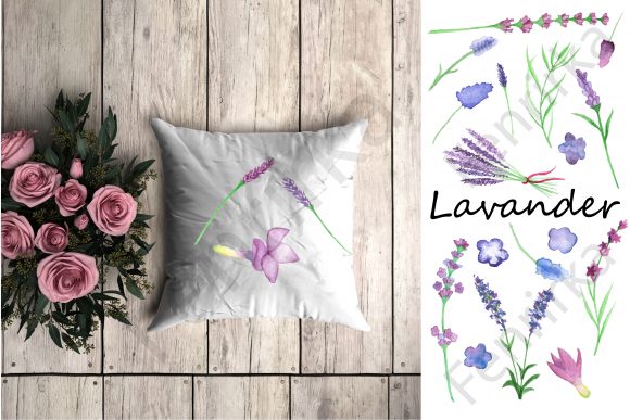 Watercolor Clipart Lavender. Vector Illustrations