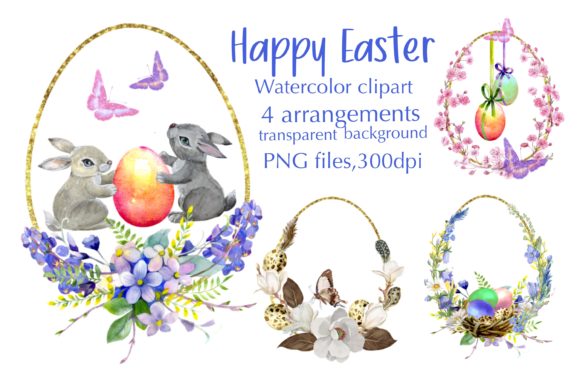 Watercolor Easter Arrangements, Illustrations
