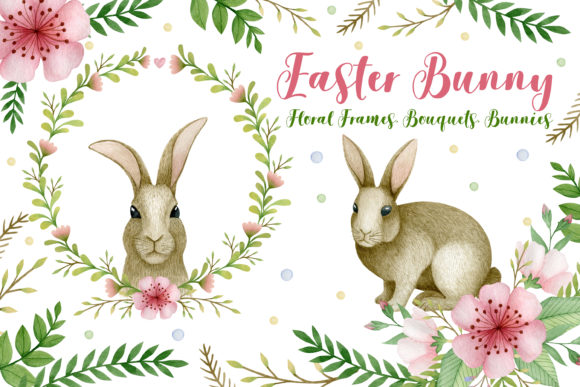 Watercolor Easter Bunny Set Illustrations
