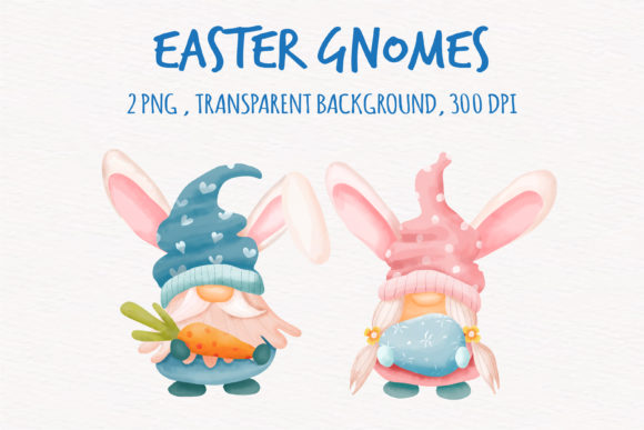 Watercolor Easter Gnomes Clipart and Illustrations