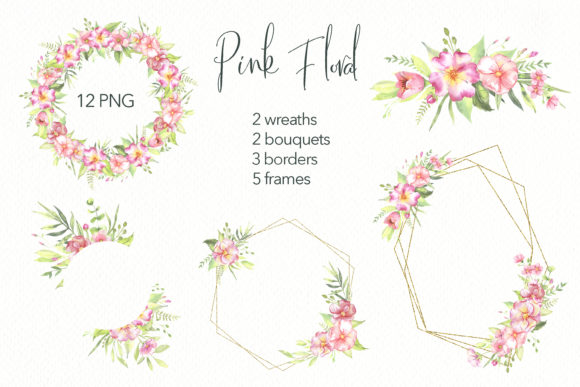 Watercolor Floral Frame Clipart and Illustrations
