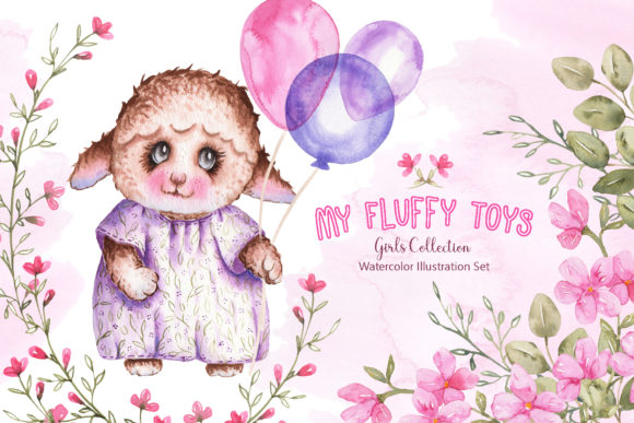 Watercolor Fluffy Toys Girls Set