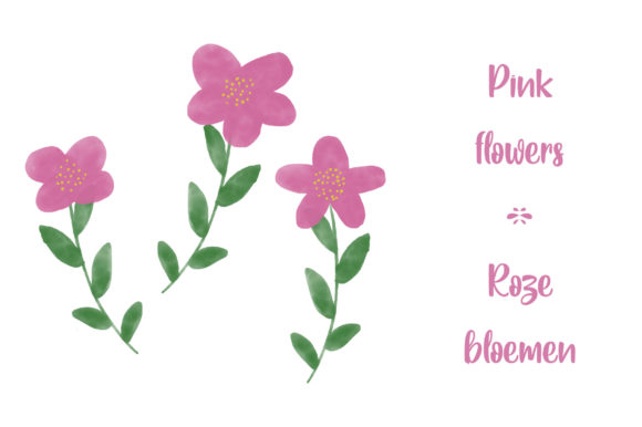 Watercolor Pink Flowers - Roze Bloemen