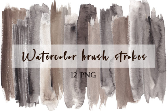 Watercolor Sepia Brush Strokes and Illustrations