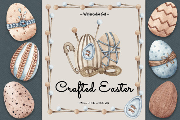Watercolor Set Crafted Easter Illustrations