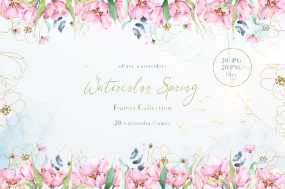 Watercolor Spring Frames Collection