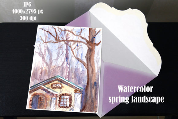 Watercolor Spring Landscape